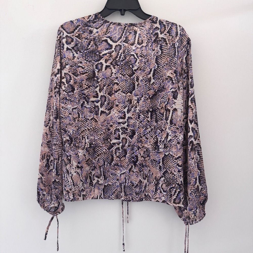 Velvet Heart Blouse Boho Snakeskin Women Size M Purple Cinched Front